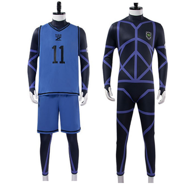 Blue Lock Costume Yoichi Isagi Jersey Cosplay Number 11 Blue Uniform Outfits Halloween Carnival Suit